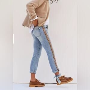 UEC PILCRO Anthropologie Slim Boyfriend Jeans Camo Jacquard print up legs SZ 25